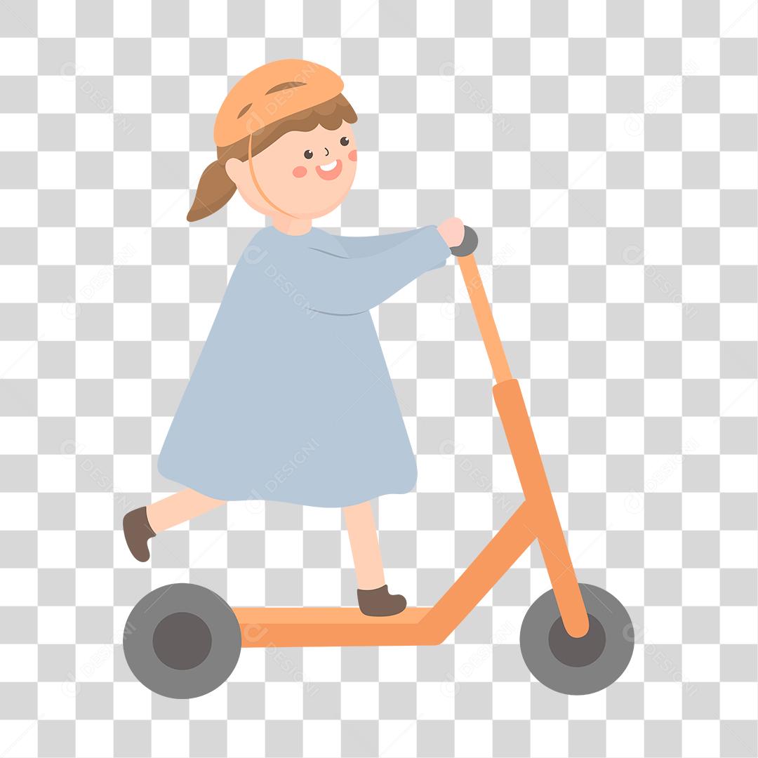 Desenho de menino andando de patinete