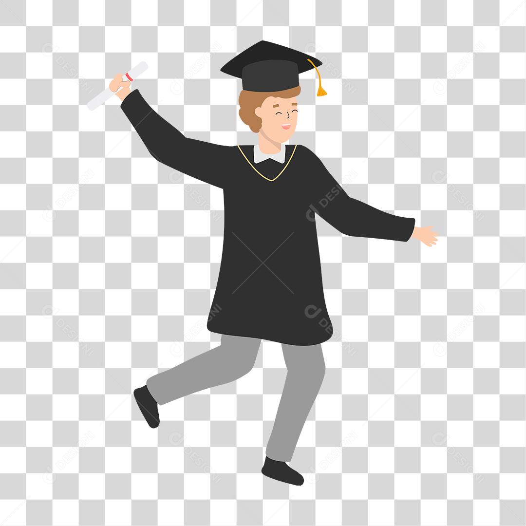 Desenho de Pessoa feliz usando roupas de formatura