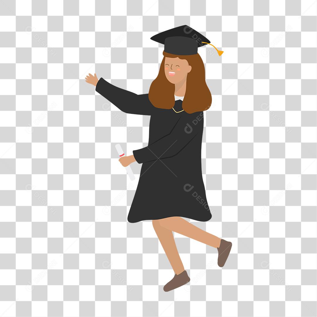 Desenho de Pessoa feliz usando roupas de formatura