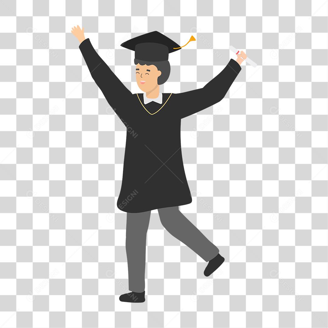 Desenho de Pessoa feliz usando roupas de formatura