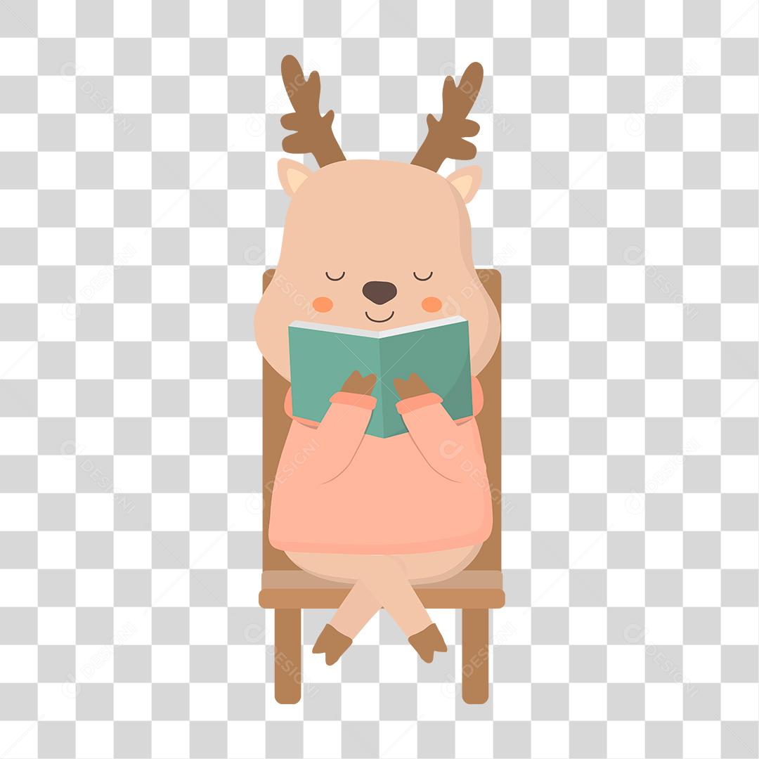 Desenho de animal lendo livro