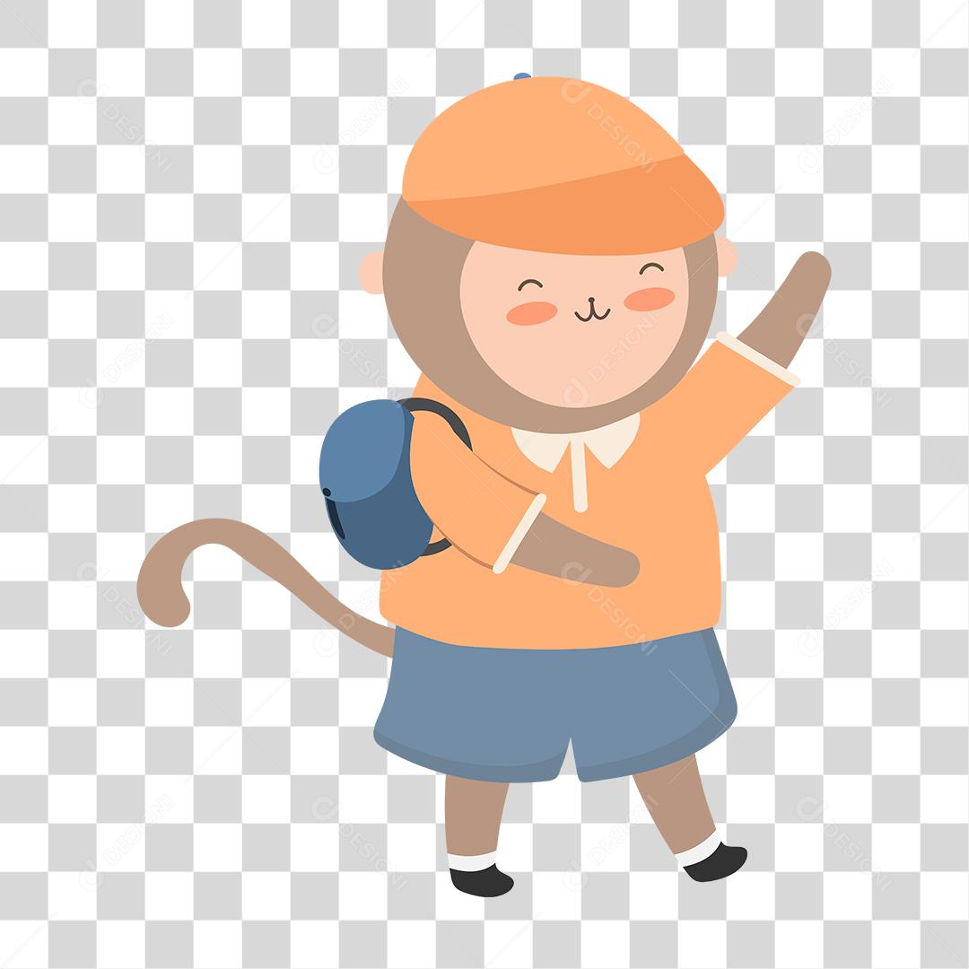 Desenho de animal segurando mochila