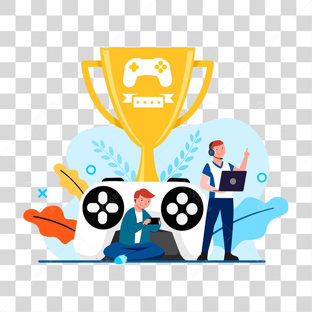 Desenho de pessoas jogando celular notebook