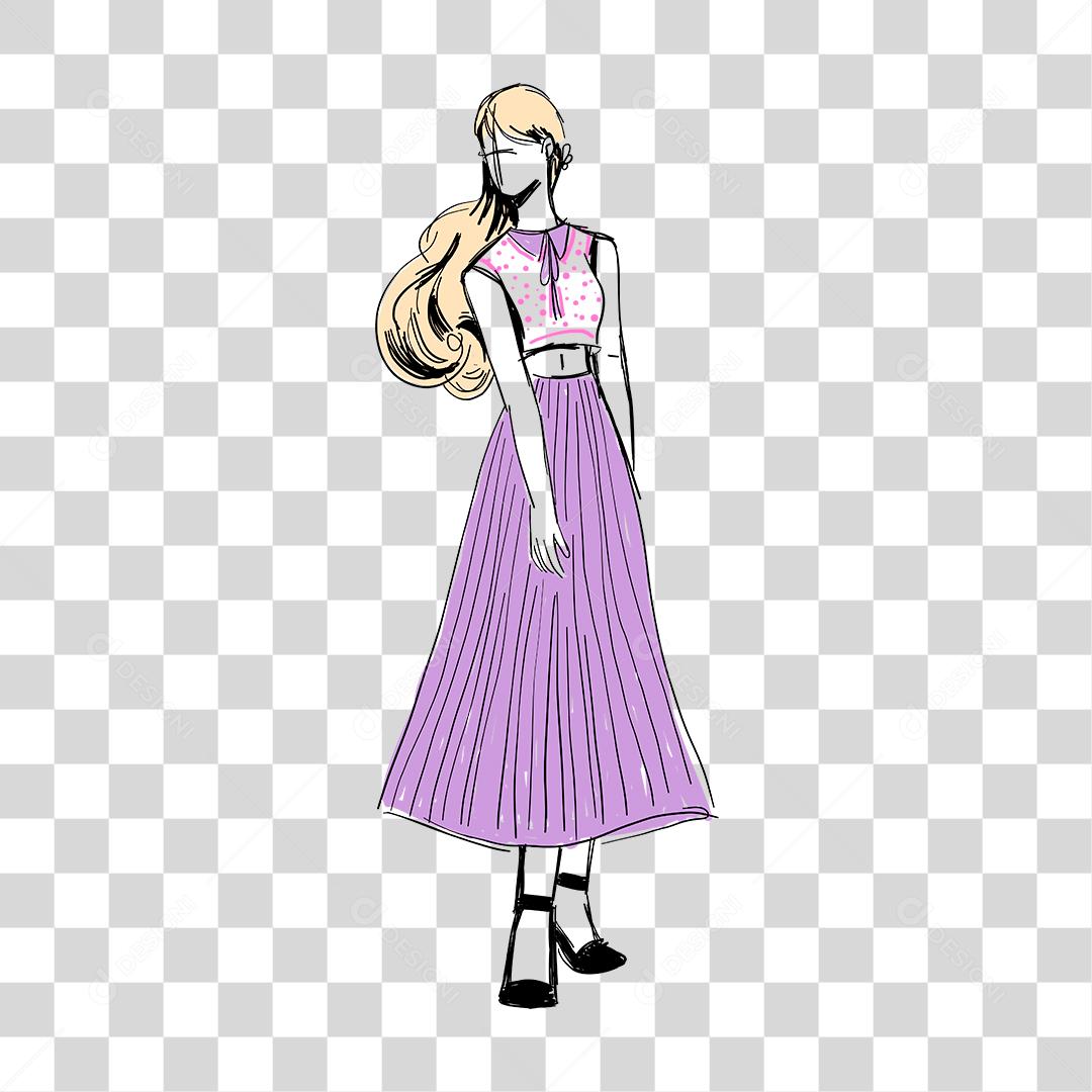 Desenho de mulher usando vestido