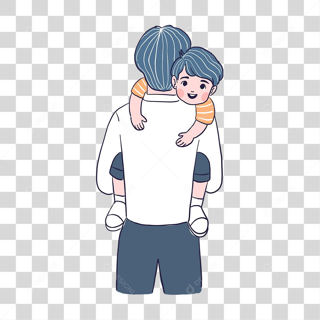 Desenho de criança dando abraço no seu pai