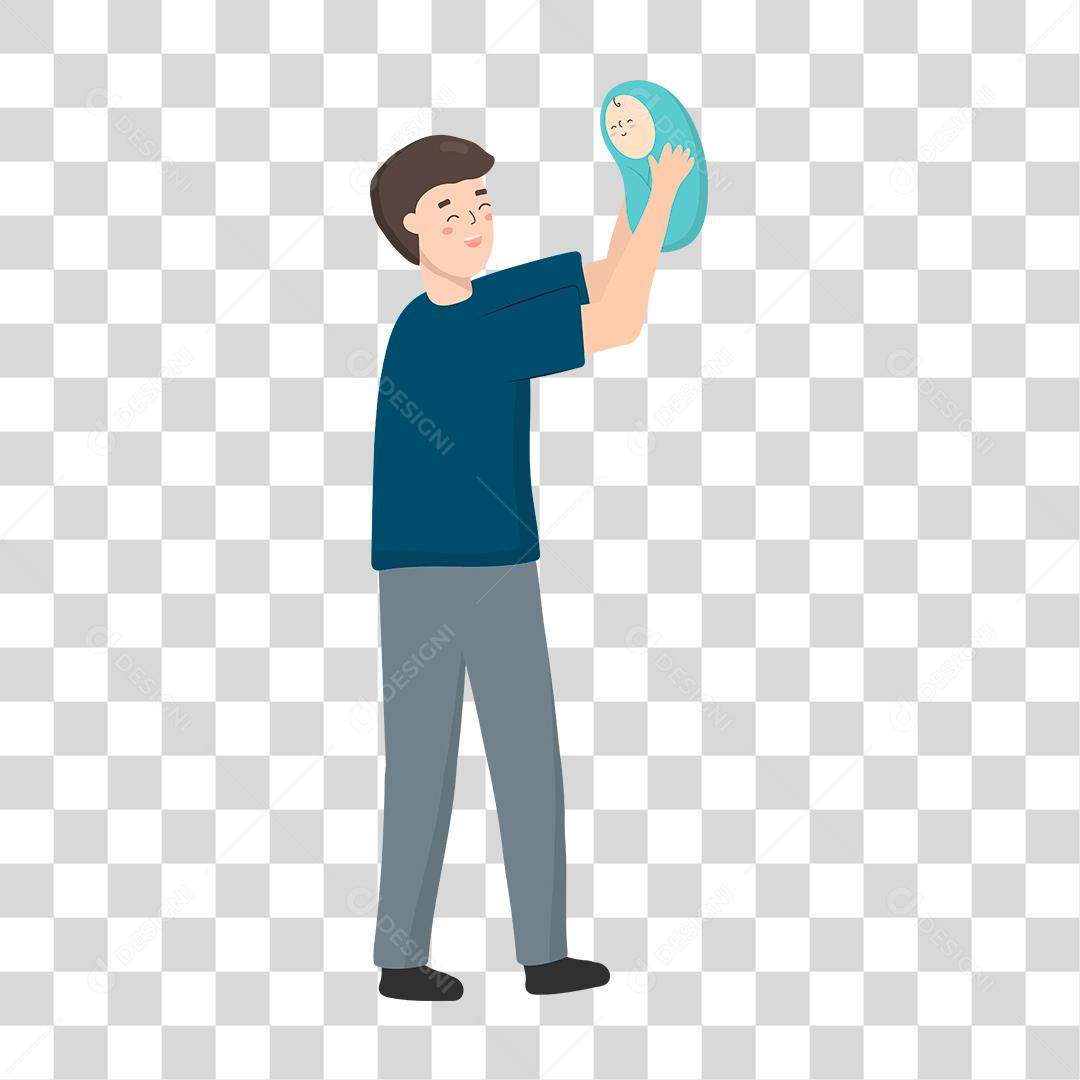 Desenho pai e filho felizes e unidos