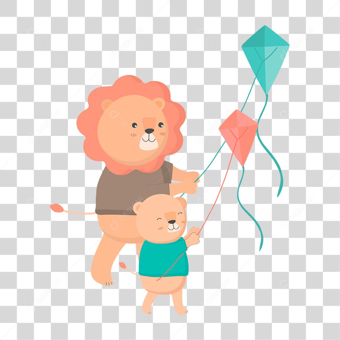 desenho de dois leões pai e filho brincando