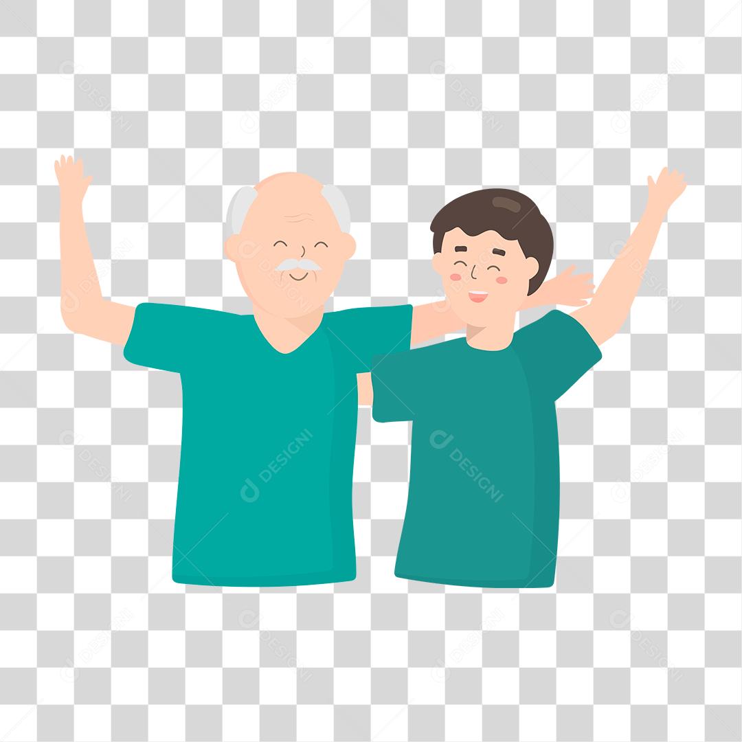 Desenho pai e filho felizes e unidos