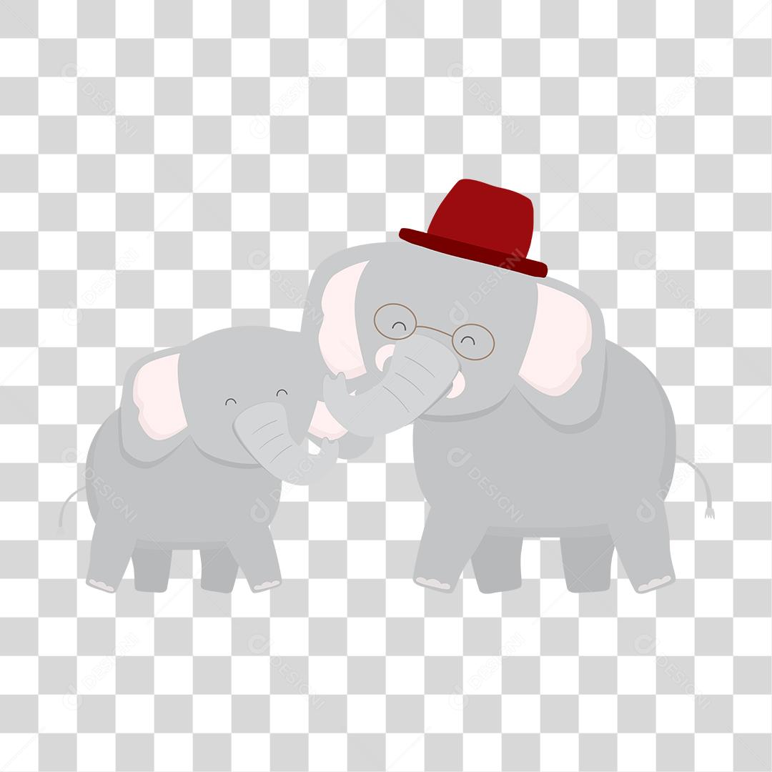 Desenho de dois elefantes fofos brincando