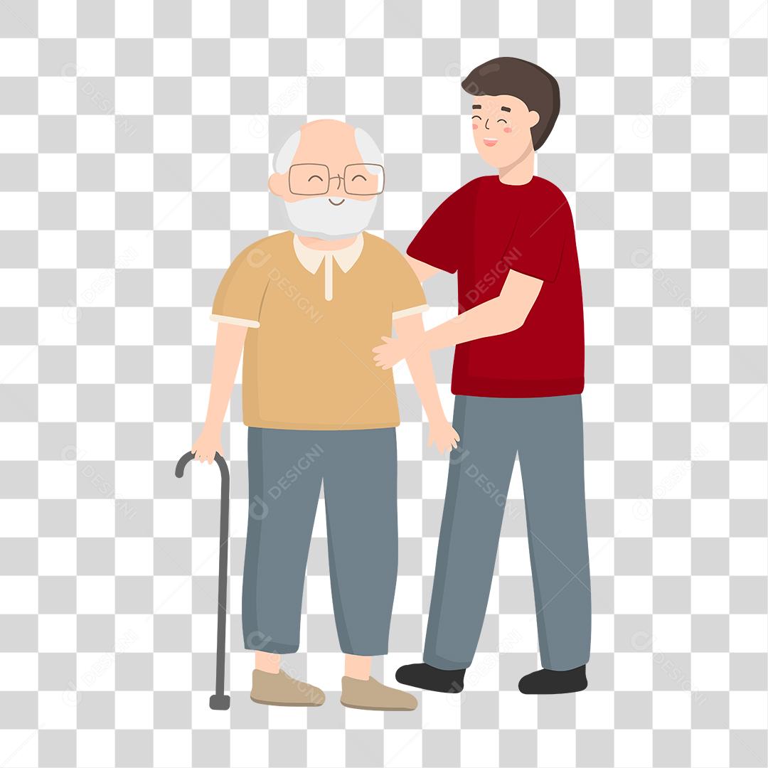 Desenho pai e filho felizes e unidos