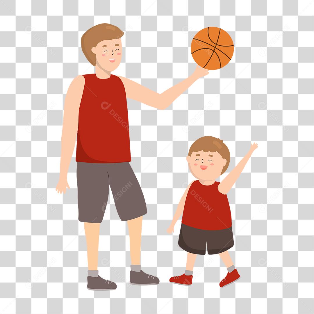 Desenho pai e filho felizes e unidos