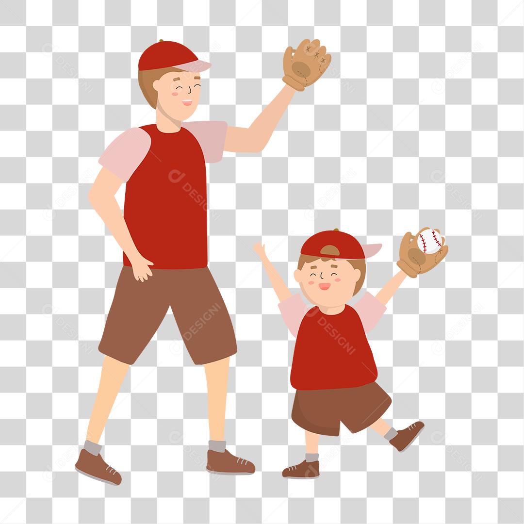 Desenho pai e filho felizes e unidos