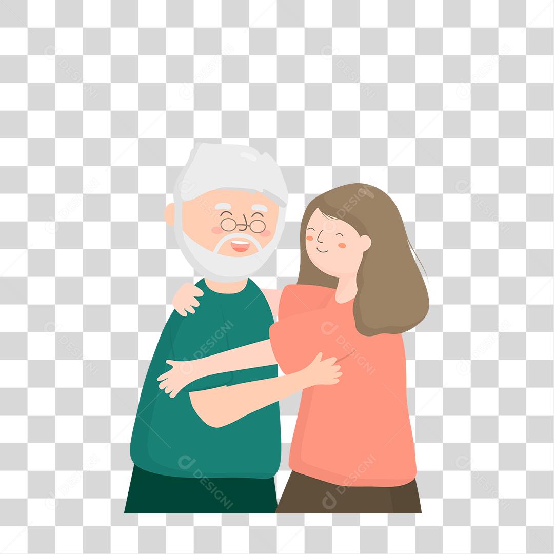 Desenho pai e filha felizes e unidos