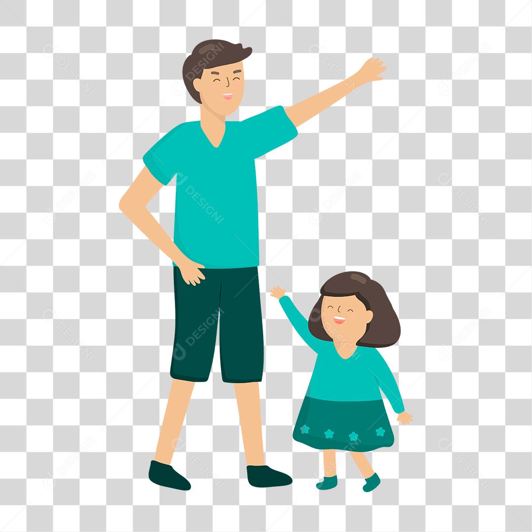 Desenho pai e filho felizes e unidos