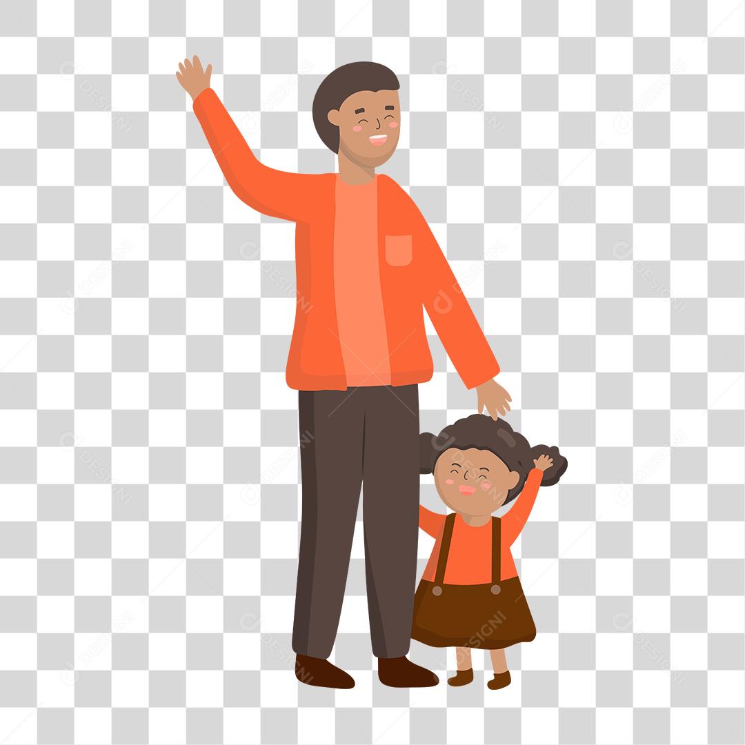 Desenho pai e filha felizes e unidos