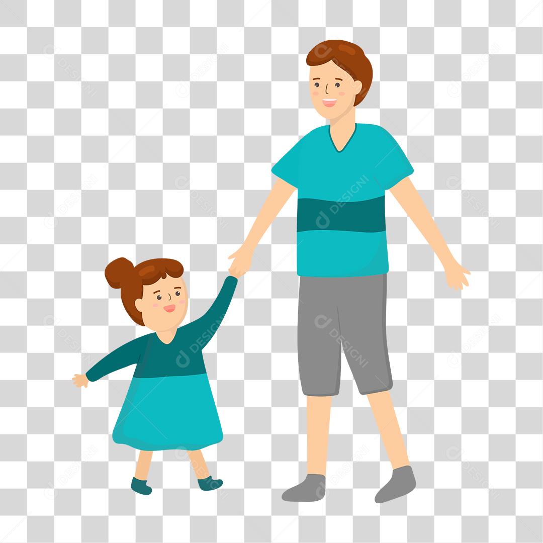 Desenho pai e filho felizes e unidos