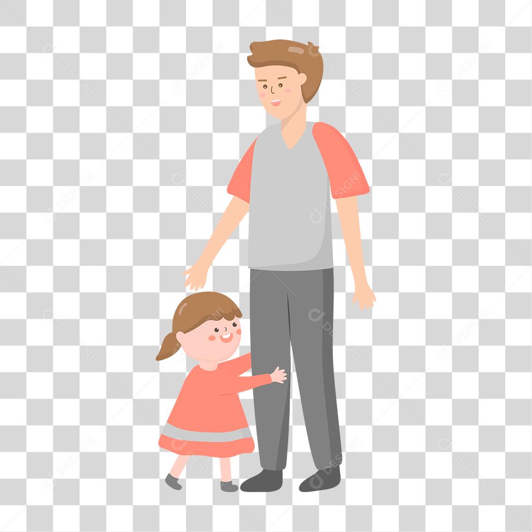 Desenho pai e filha felizes e unidos