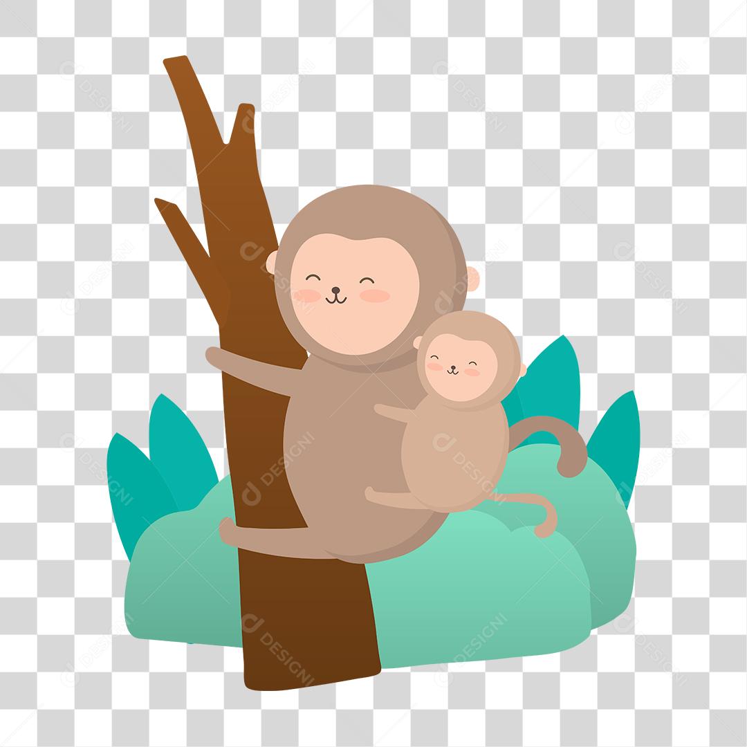 Desenho de dois animais fofos em família