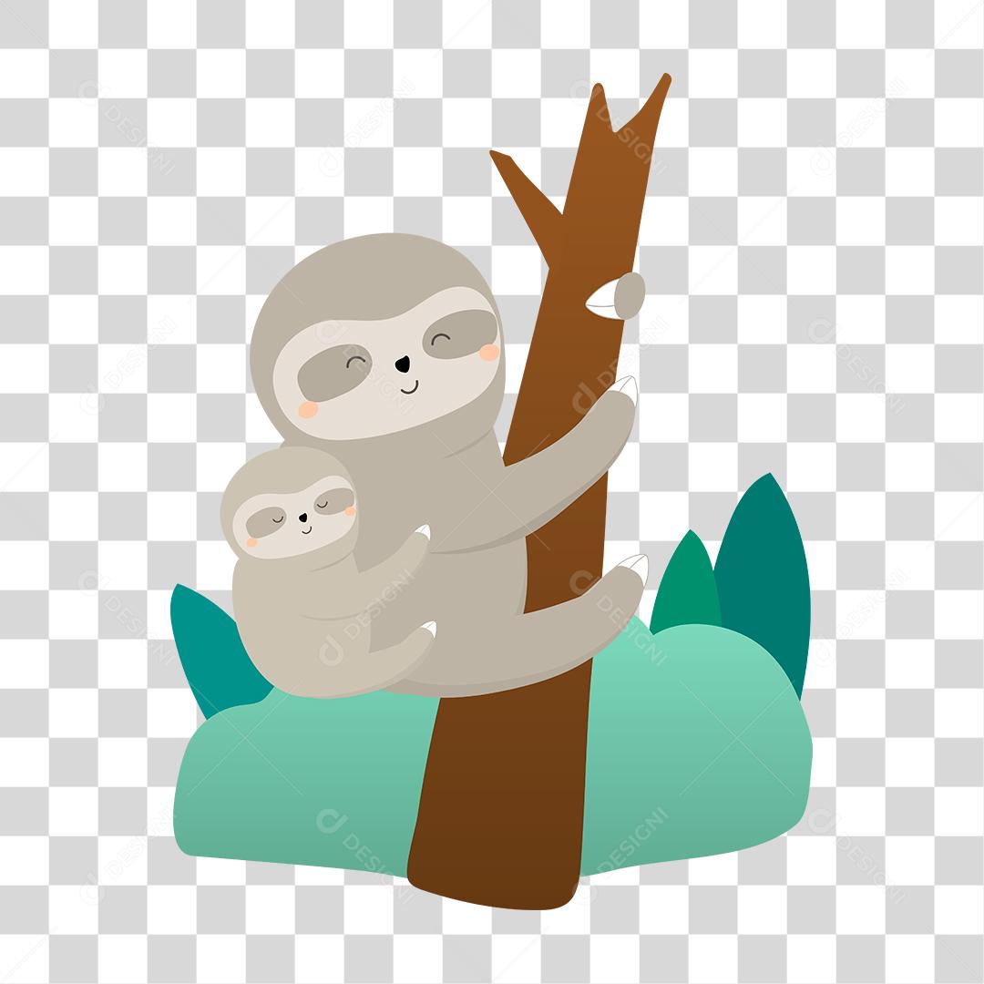 Desenho de dois animais fofos em família