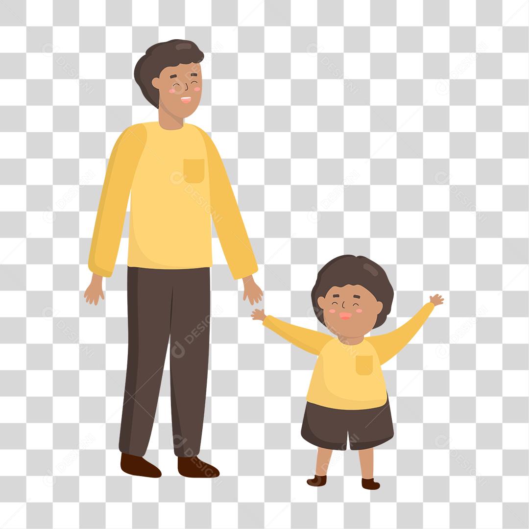 Desenho pai e filho felizes e unidos