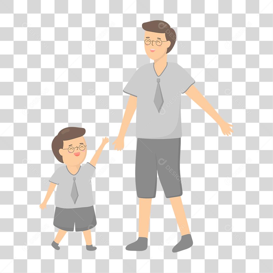 Desenho pai e filho felizes e unidos