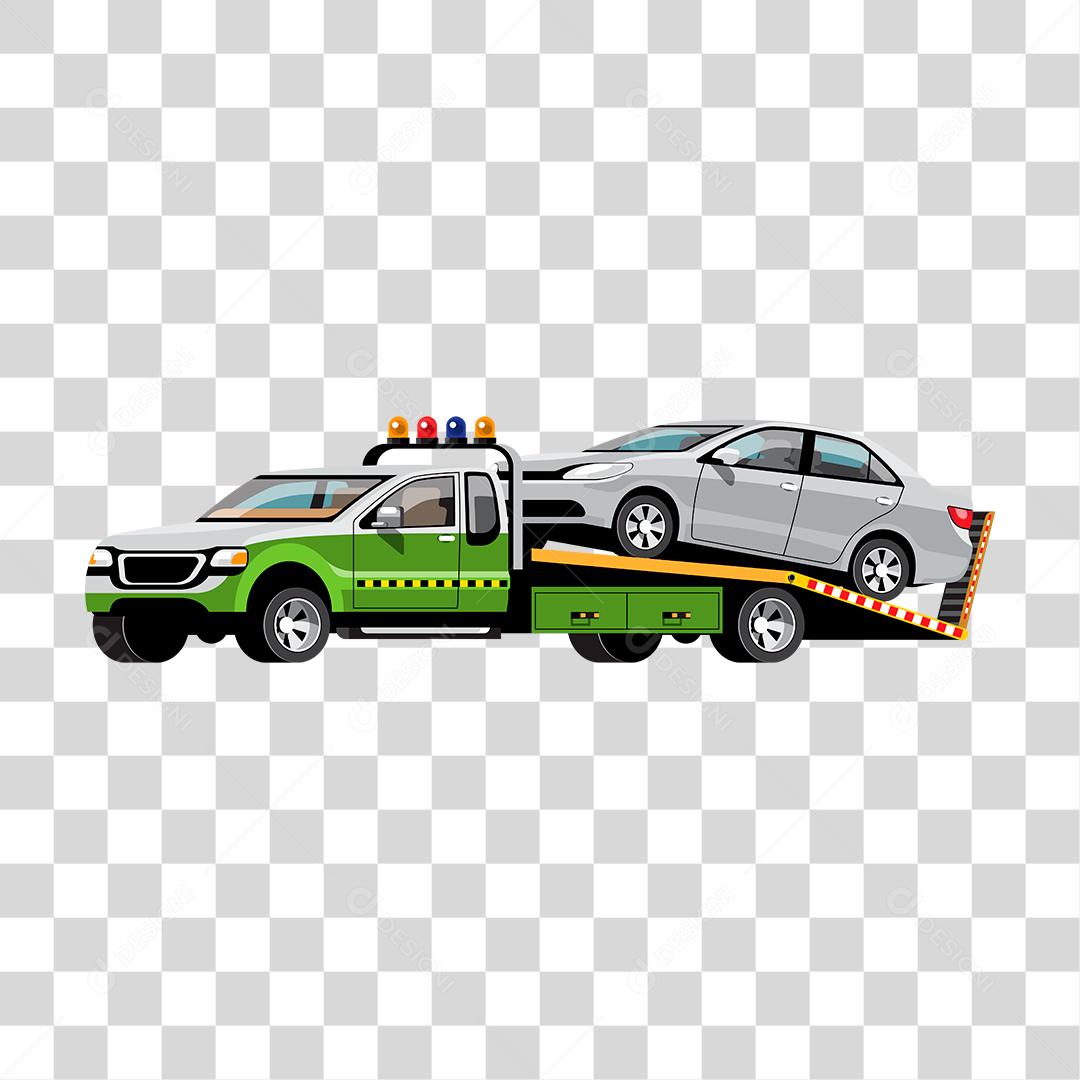 Desenho de guincho pegando carro automóvel