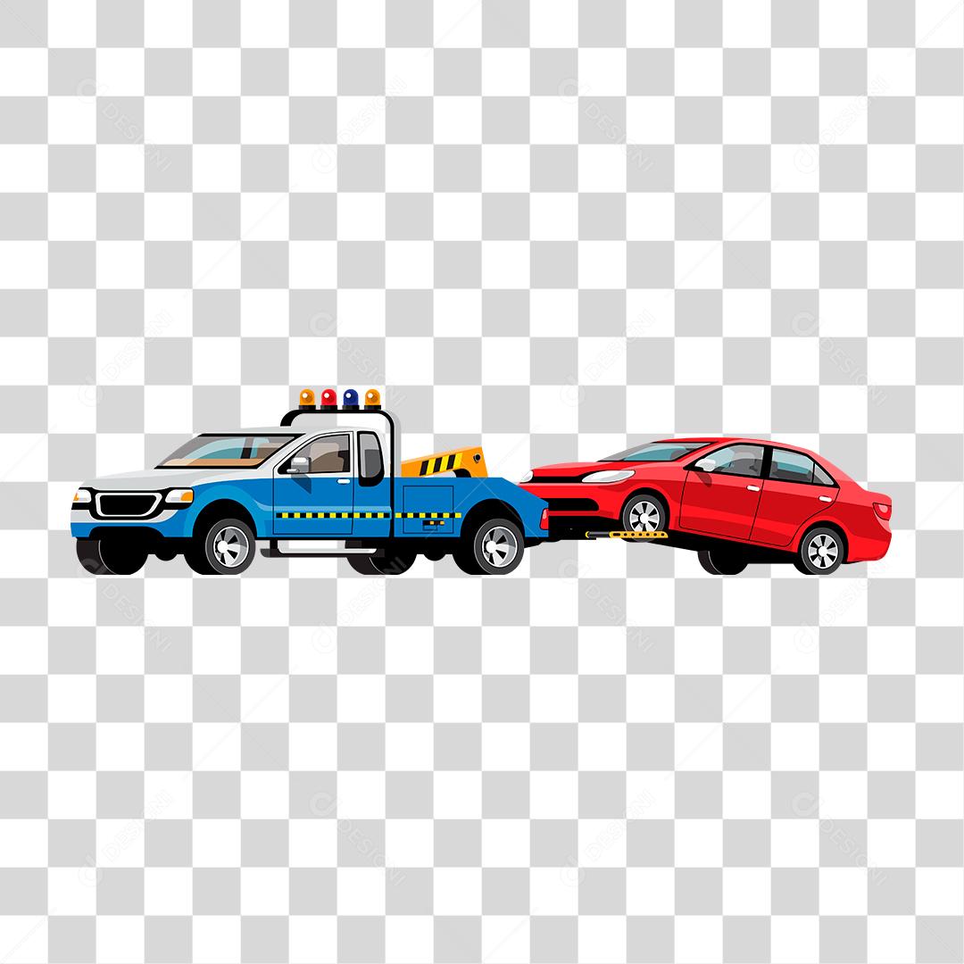 Desenho de guincho pegando carro automóvel