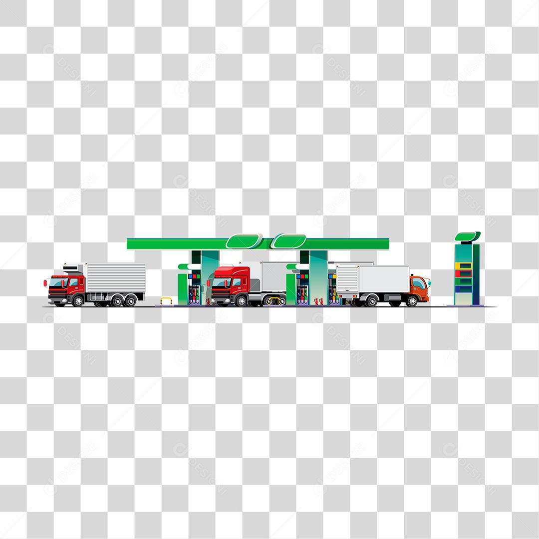 Desenho de carro sendo abastecido posto combustível