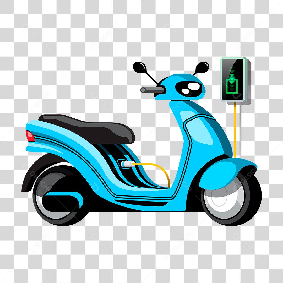 Desenho de moto elétrica sendo carregada