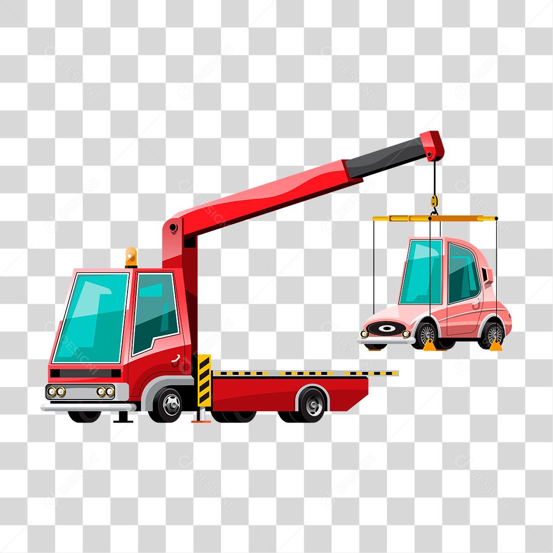 Desenho de guincho pegando carro automóvel