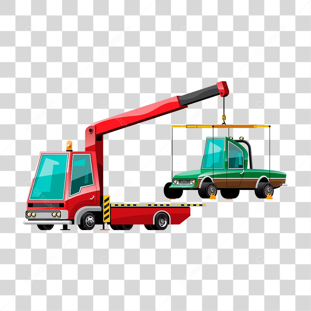 Desenho de guincho pegando carro automóvel