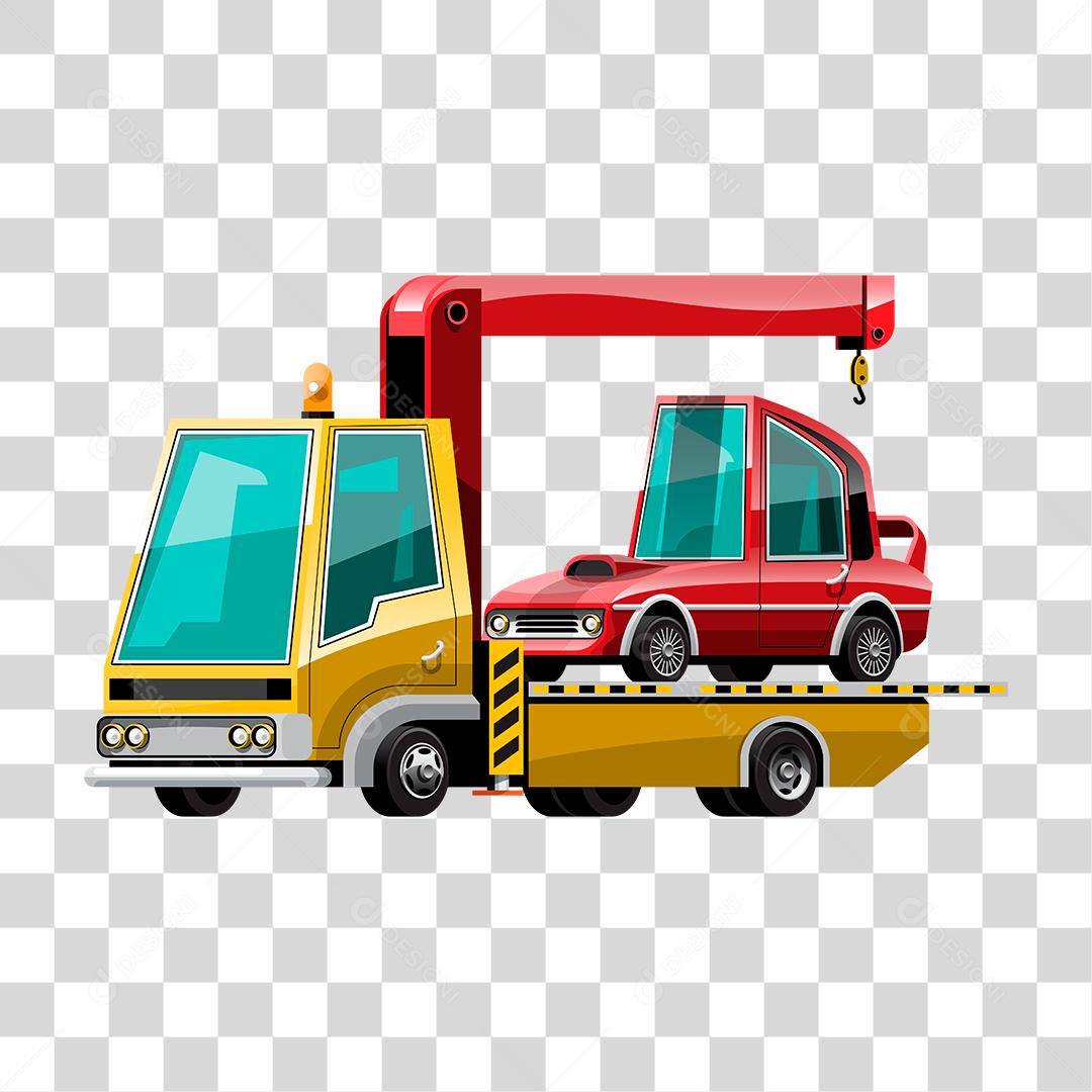 Desenho de guincho pegando carro automóvel