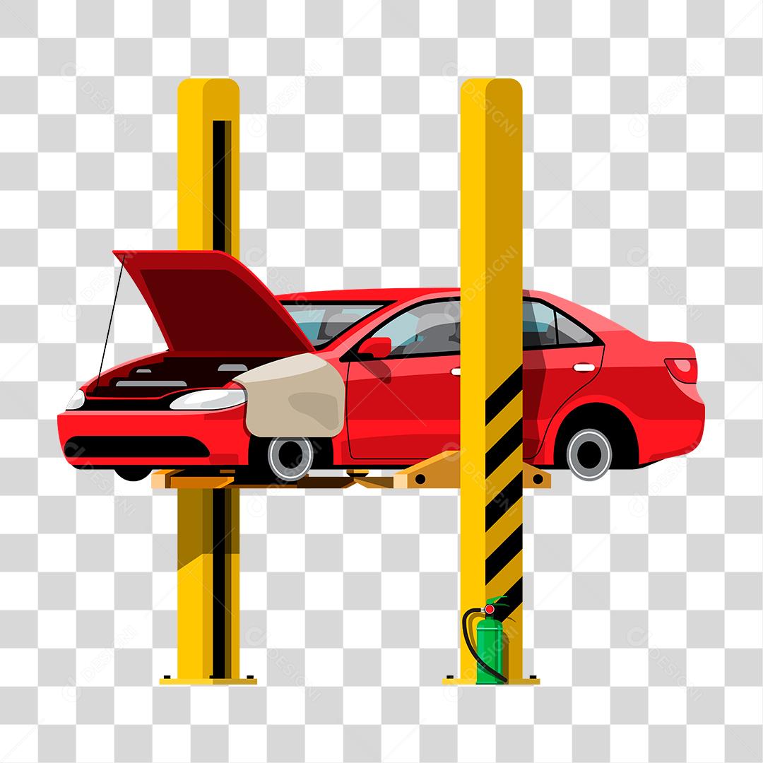 Desenho de carro sobre uma oficina