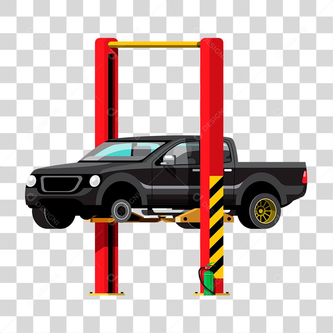 Desenho de carro sobre uma oficina