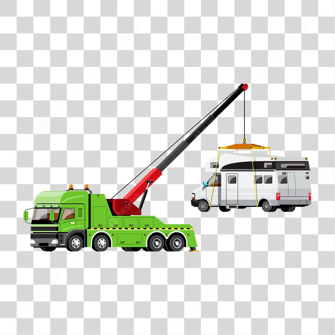 Desenho de guincho pegando carro automóvel