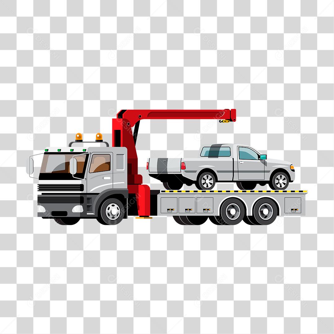 Desenho de guincho pegando carro automóvel