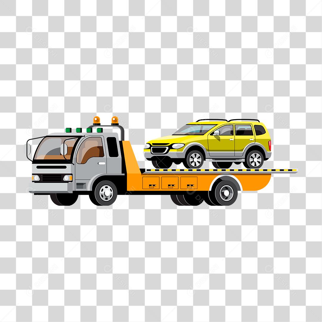 desenho de um caminhão guindaste dando suporte ao um carro