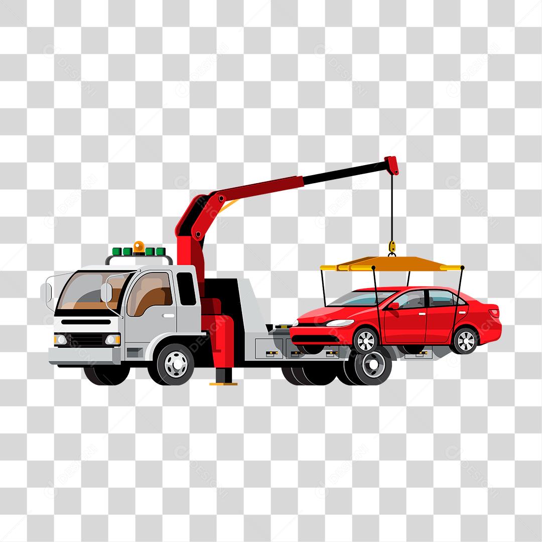 desenho de um caminhão guindaste dando suporte ao um carro
