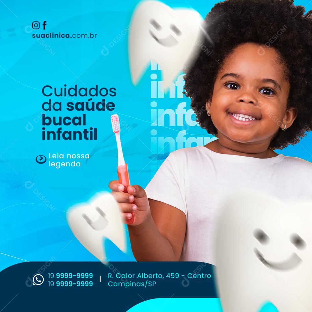 Social Media Cuidados da saúde bucal infantil Dentista PSD Editável