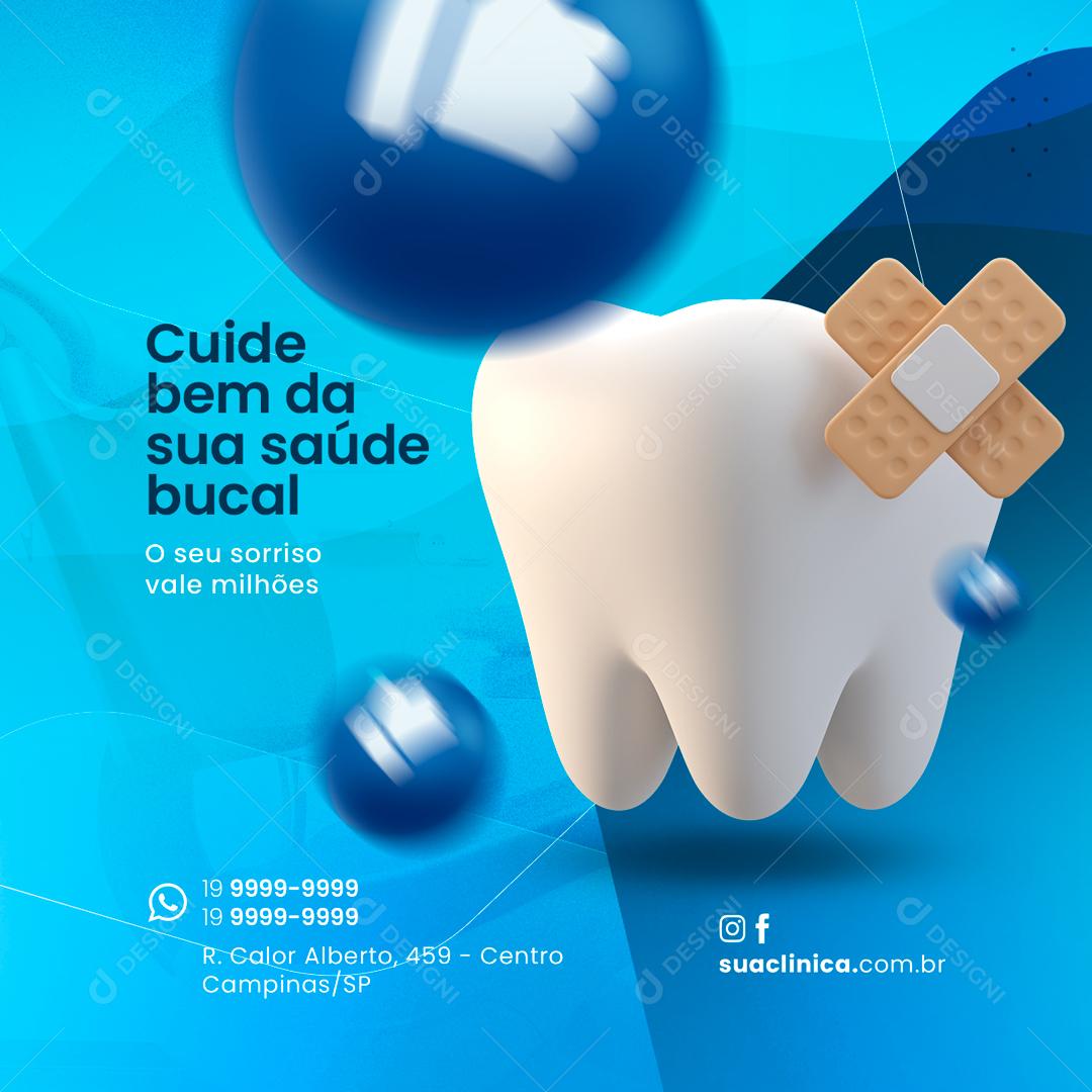 Social Media Cuide bem da sua saúde bucal Dentista PSD Editável