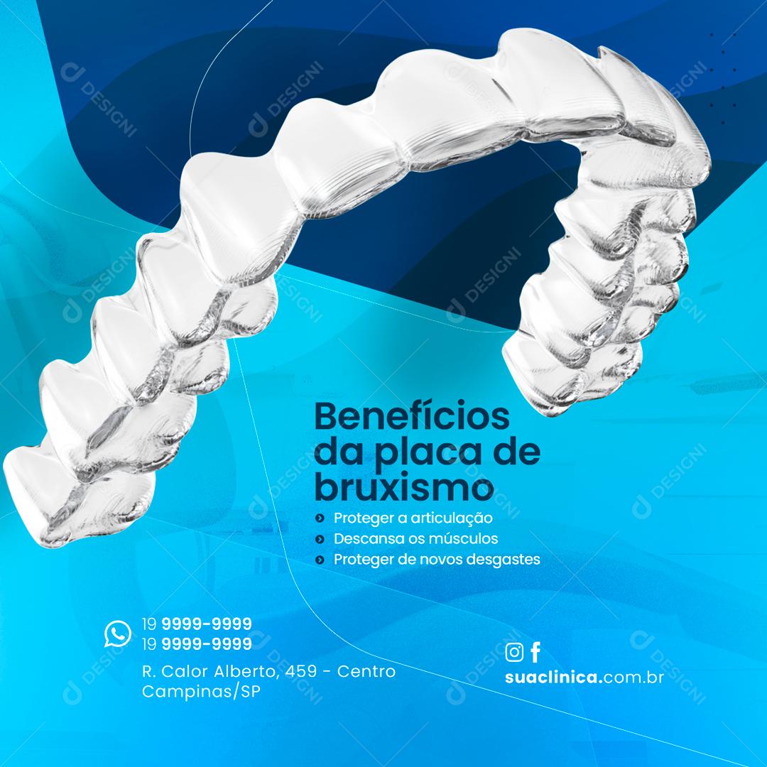 Social Media Benefícios da placa de bruxismo Dentista PSD Editável