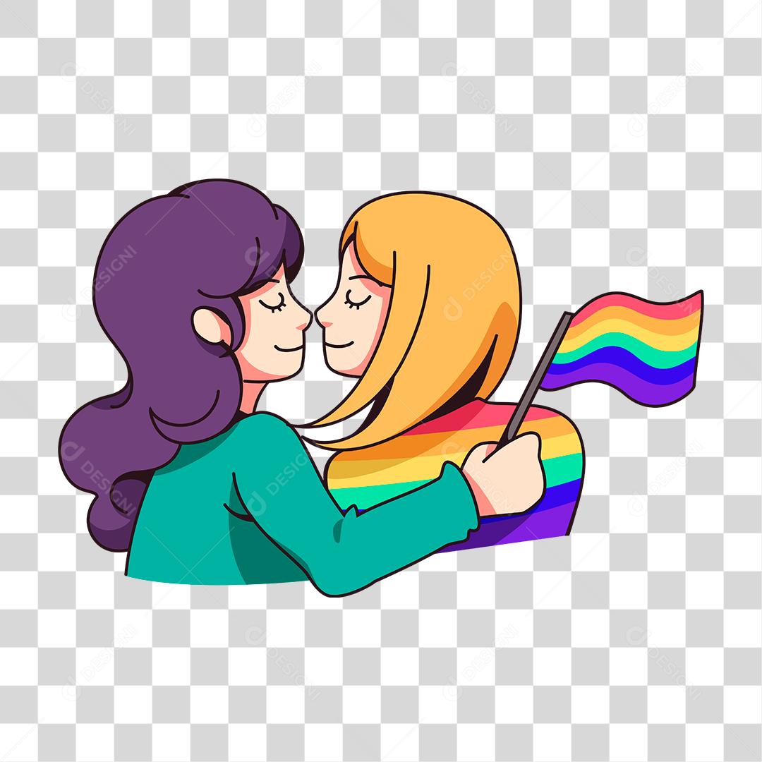 Desenho de casal de mulheres lgbt qi+