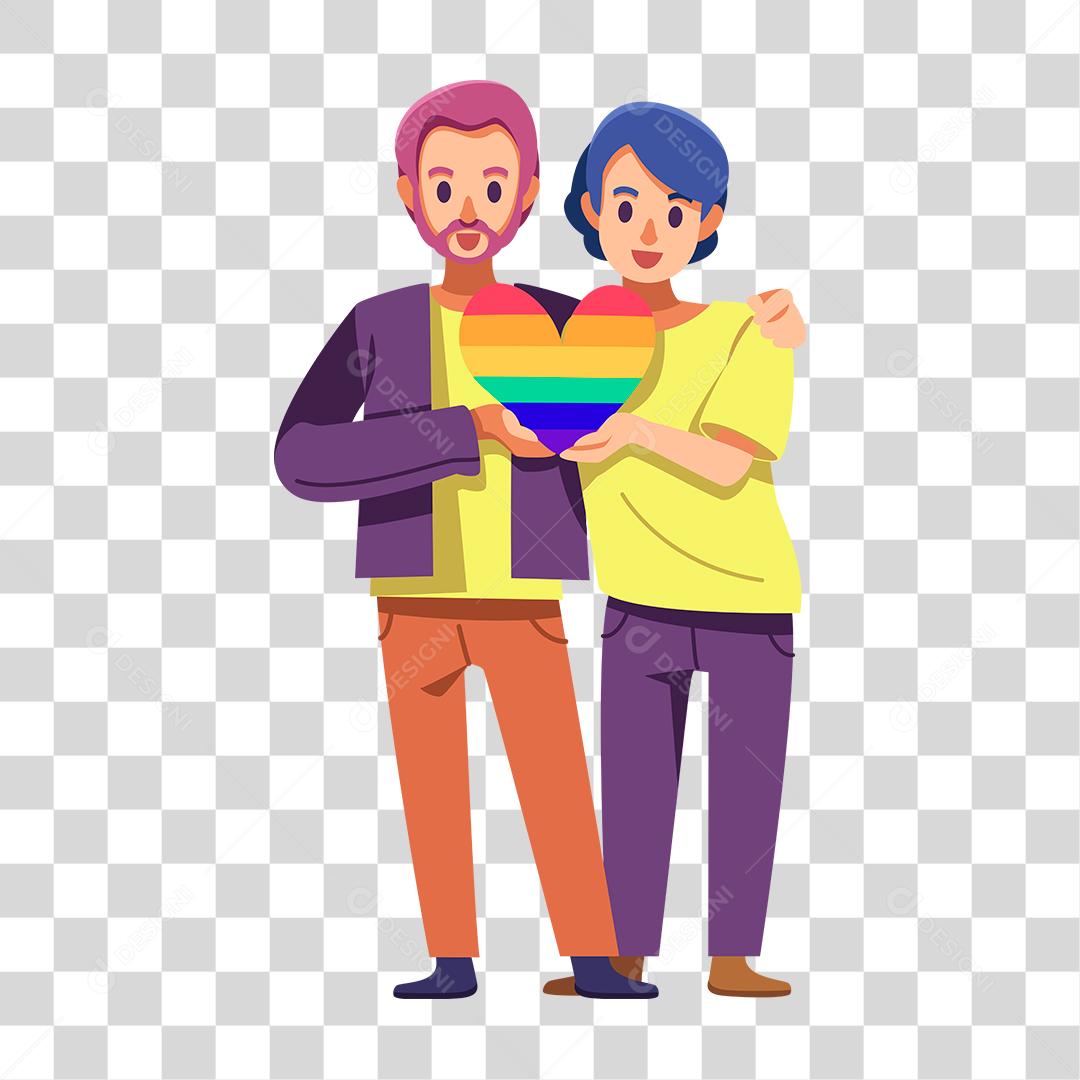 Desenho de casal de homens lgbt qi+