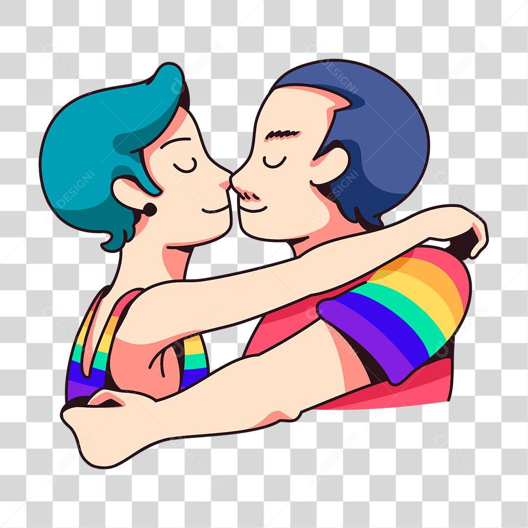 Desenho de lindo casal de beijando