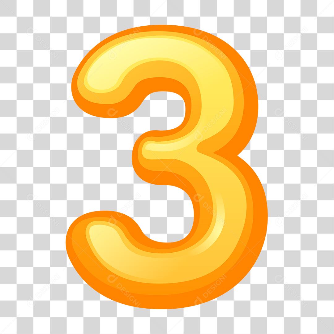 Desenho do numero 3 dourado