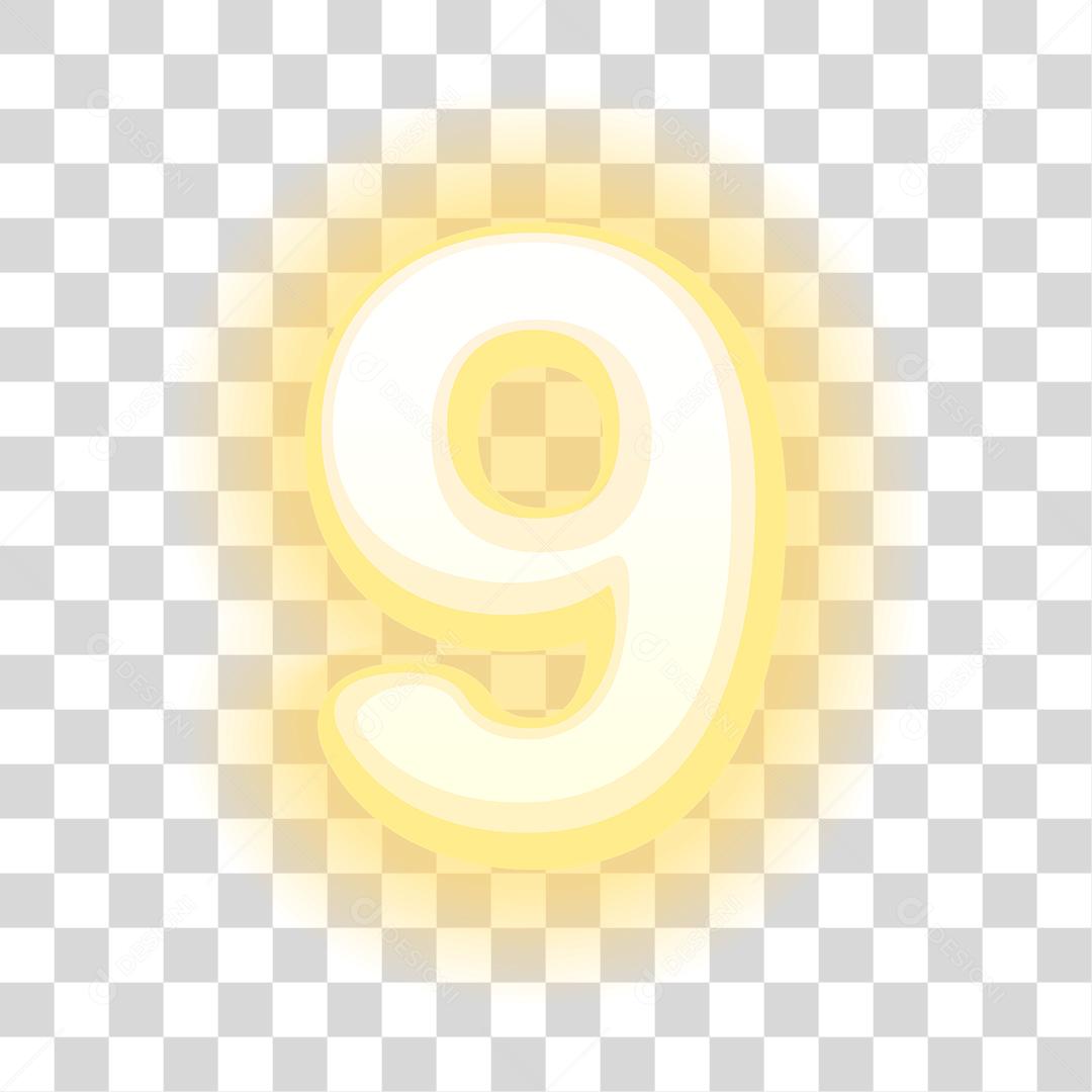 Desenho do numero 9 dourado