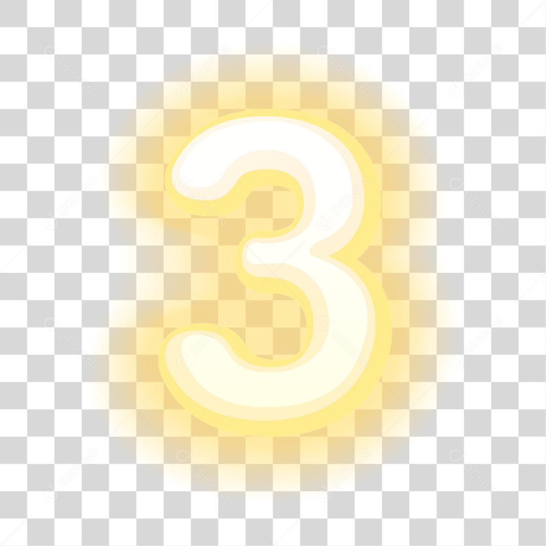 Desenho do numero 3 dourado