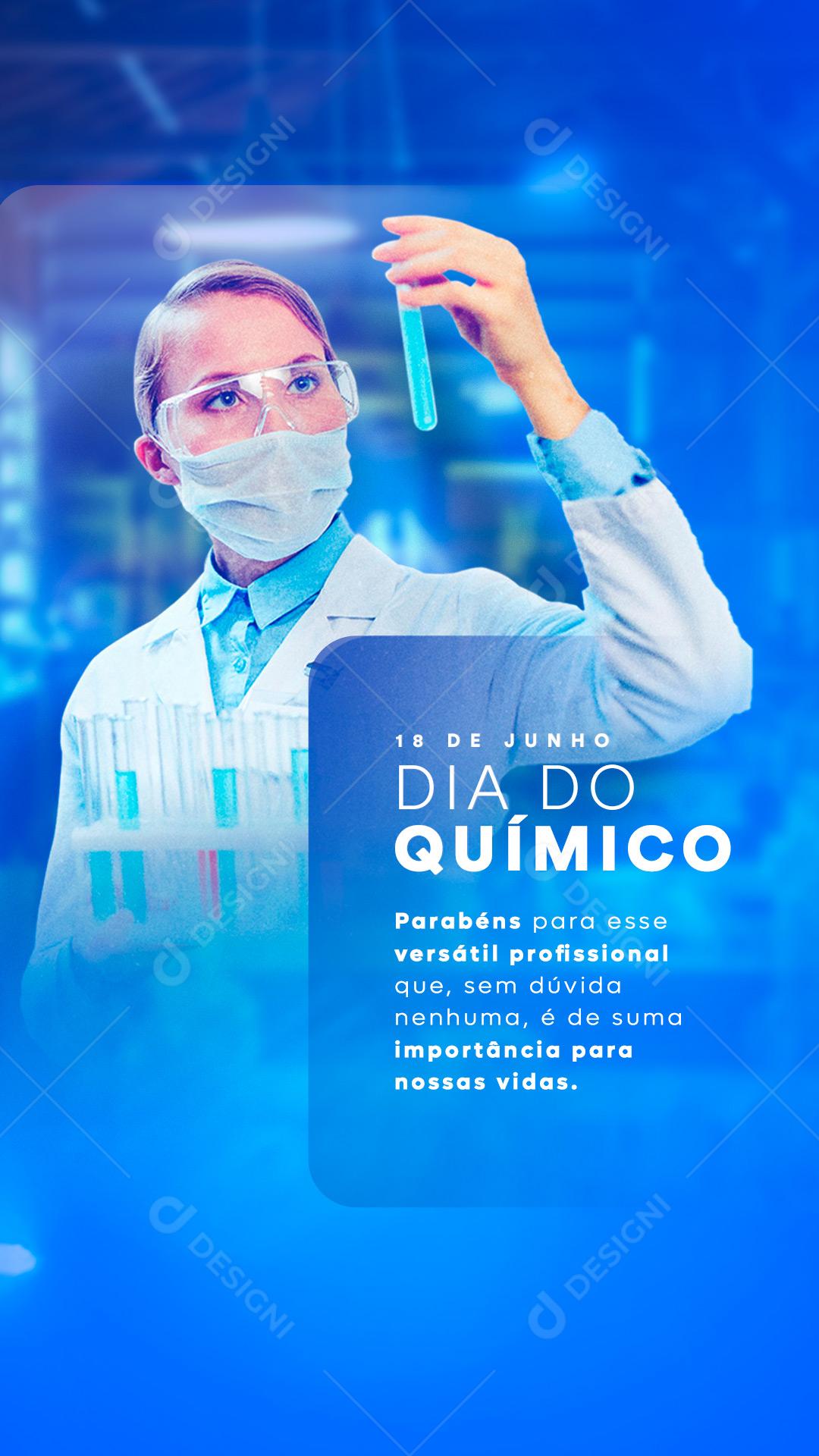 Story Parabéns para esse versátil profissional Dia do Químico Social Media PSD Editável