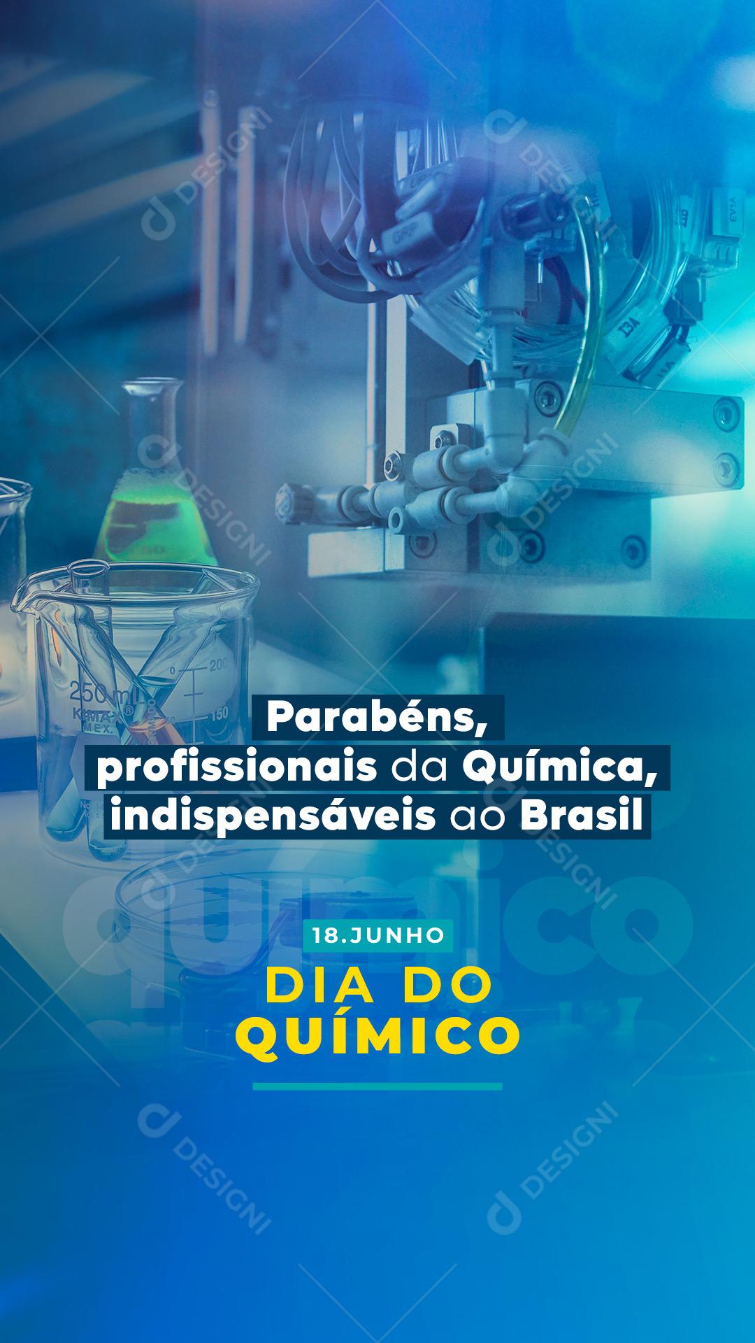 Story Parabéns Profissionais da Química Dia do Químico Social Media PSD Editável
