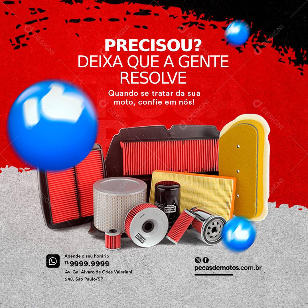 Social Media Precisou Deixa que a gente Resolve Moto Peças PSD Editável